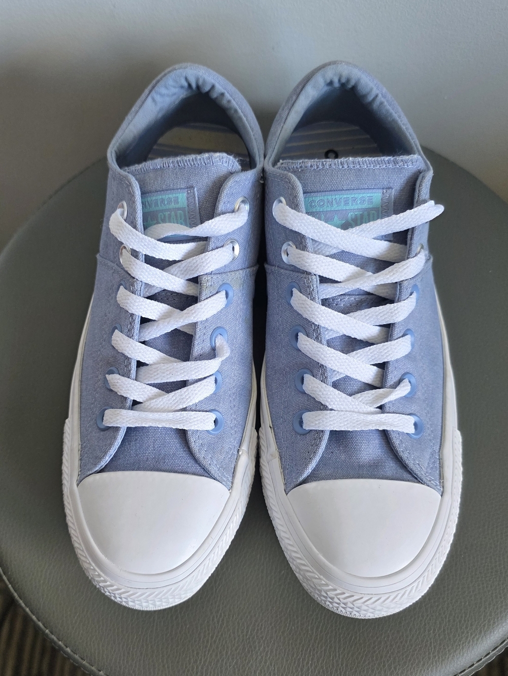 Converse All Star Low Top Sneakers Womens Size 8.5 Blue Canvas Lace Up Casual